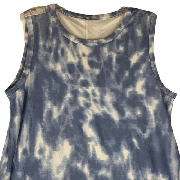 Shein A-Line Tank Dress XL Blue White Tie-Dye Casual Beach Vacation - Picture 2 of 7